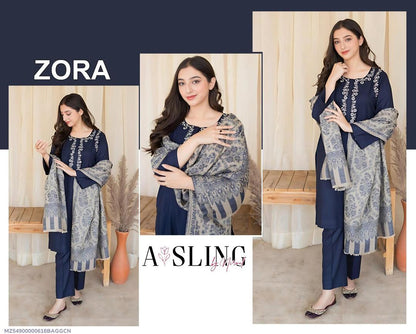 3 Pcs Womens Unstitched Patch Work Suit